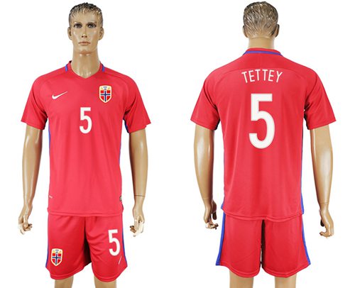 Norway #5 Tettey Home Soccer Country Jersey